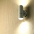 Aplica led cu soclu 2xGU10, Fara bec, Rotunda, Inox, 163 x 85mm, IP44