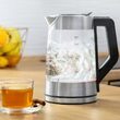 Fierbator electric cordless, Sticla si Inox 1.7l, putere 2200 W, cana gradata, iluminare colorata