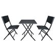 Set masa cu 2 scaune pliabile pentru terasa sau balcon, max 120 kg, negru