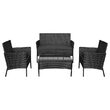 Set mobilier de gradina, canapea si 2 fotolii, max 150 kg, negru, cu perne 