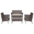 Set mobilier de gradina, canapea si 2 fotolii, max 150 kg, Maro, cu perne 