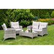 Set mobilier de gradina, canapea si 2 fotolii, max 150 kg, gri, cu perne 