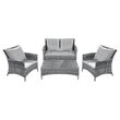 Set mobilier de gradina, canapea si 2 fotolii, max 150 kg, gri, cu perne 