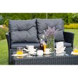 Set mobilier de gradina, canapea si 2 fotolii, max 150 kg, gri inchis, cu perne, blat din sticla