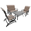 Set mobilier de gradina, canapea si 2 fotolii, Aluminiu, max 150 kg, Bej, blat plastic