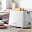 Prajitor de paine cu 7 niveluri de rumenire, 2 felii, 750 W, Alb