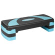Stepper aerobic, 3 niveluri, 78 x 23 cm, Tampoane anti-alunecare din cauciuc, Negru/Albastru