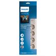 Prelungitor cu protectie la supratensiune Philips 4 locasuri, lungime 2 m, Alb, Protectie copii