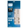 Prelungitor cu 6 prize Schuko, 5xUSB, protectie supratensiune, lungime 2 m