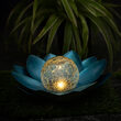 Lampa solara floare de lotus, Albastra, 3000K, 34 cm, ABS, 5 W, IP65