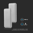 Powerbank super-slim, culoare argintie, 10000mAh, 2x USB, USB-C