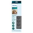 Prelungitor cu protectie la supratensiune Philips 4 locasuri, lungime 2 m, Negru