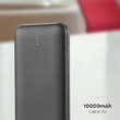 Powerbank super-slim, 10000mAh, 2x USB, USB-C, Negru