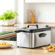 Friteuza inox 2200 W, capacitate 3.2 l, maner detasabil