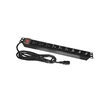 Priza PDU pentru rack 19 inch, 8 prize Schuko, maxim 16 A, protectie suprasarcina, Intrerupator, 3 m