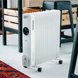 Calorifer electric cu ulei, 13 elementi, 4 x roti, 3 trepte de putere 1000W/1500W/2500W, Afisaj led, Alb, Telecomanda