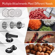 Masina de tocat carne cu accesorii carnati si razatoare, 600 W, Inox, Negru/Gri, 3 site, 1 kg/min