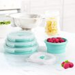 Set 4 caserole silicon rotunde, Teesa, depozitare, congelare, încălzire la cuptorul cu microunde