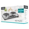 Plita electrica portabila dubla 2500 W, Inox, 2 arzatoare, diametru ochiuri 18 si 20 cm