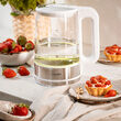Fierbator electric cordless, Sticla / Inox, capacitate 1.7 l, putere 2200 W, mentinere temperatura, lumina colorata de fundal 