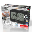 Ceas desteptator, Adler 3 alarme, 2 x AA, Negru