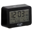 Ceas desteptator, Adler 3 alarme, 2 x AA, Negru