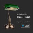 Lampa de birou Clasic Green E27, 180 x 260 x H360 mm, Sticla/Metal, max 60W