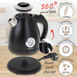 Fierbator electric cu termometru, Inox, capacitate 1.7 l, putere 2200 W, Negru