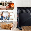 Convector electric negru, Termostat, 3 trepte de putere 750 / 1250 / 2000 W, Lungime cablu de alimentare 150 cm