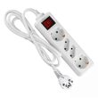 Prelungitor 4 prize 2xEURO  si 2xSchuko, Intrerupator, lungime 1.5 m, 16A, Alb