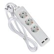 Prelungitor 3 prize Schuko, 2xUSB, 16A, lungime 1.5 m, Alb