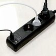 Prelungitor 3 prize Schuko, 2xUSB, 16A, lungime 5 m, Negru