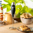 Mixer spuma lapte cu baterie, maner izolat termic, Inox, latte, ciocolata calda, cappuccino, frappe, 2x1.5V AA, Negru