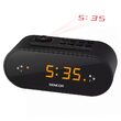 Radio FM cu ceas desteptator si proiectie, LCD, Deşteptător cu buzzer sau radio, Funcţie de amânare a alarmei, Negru