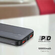 Powerbank Fast Charge, 10000mAh, 2x USB, USB-C, Negru