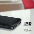 Powerbank Fast Charge, 10000mAh, 2x USB, USB-C, Negru, 3 A