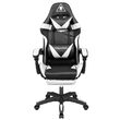 Scaun gaming, Negru/Alb, max 150 kg, 2 x perne, 5 roti, Spatar reglabil 145°, Inaltime reglabila sezut 42-52 cm