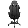 Scaun gaming, Negru/Alb, max 150 kg, 2 x perne, 5 roti, Spatar reglabil 145°, Inaltime reglabila sezut 42-52 cm