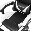 Scaun gaming, Negru/Alb, max 150 kg, 2 x perne, 5 roti, Spatar reglabil 145°, Inaltime reglabila sezut 42-52 cm