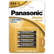 Set 4 baterii alcaline Panasonic LR03, AAA, 1.5 V