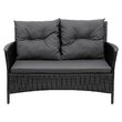 Set mobilier de gradina, canapea si 2 fotolii, max 150 kg, gri inchis, cu perne, blat din sticla