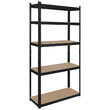 Raft metalic galvanizat, Modular, 5 polite MDF, 150 kg/polita, 180 x 90 x 40 cm, Negru