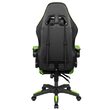 Scaun gaming, Negru/Verde, max 150 kg, 2 x perne, 5 roti, Spatar reglabil 145°, Inaltime reglabila sezut 42-52 cm