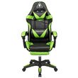 Scaun gaming, Negru/Verde, max 150 kg, 2 x perne, 5 roti, Spatar reglabil 145°, Inaltime reglabila sezut 42-52 cm