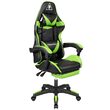 Scaun gaming, Negru/Verde, max 150 kg, 2 x perne, 5 roti, Spatar reglabil 145°, Inaltime reglabila sezut 42-52 cm