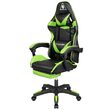 Scaun gaming, Negru/Verde, max 150 kg, 2 x perne, 5 roti, Spatar reglabil 145°, Inaltime reglabila sezut 42-52 cm