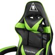 Scaun gaming, Negru/Verde, max 150 kg, 2 x perne, 5 roti, Spatar reglabil 145°, Inaltime reglabila sezut 42-52 cm