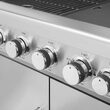 Gratar pe butan / propan / GPL cu 5 arzatoare 125 x 58 x 119 cm, Termometru, 14.4 kW, Piezo, Otel, Inox