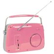 Radio portabil FM, Retro Pink, USB, AUX, Antena telescopica, 210 x 80 x 160mm
