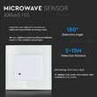 Senzor de miscare cu microunde, crepuscular, 3-2000 lux, 180 grade, 1200W, Distanta de detectie 15 m, IP20, Alb